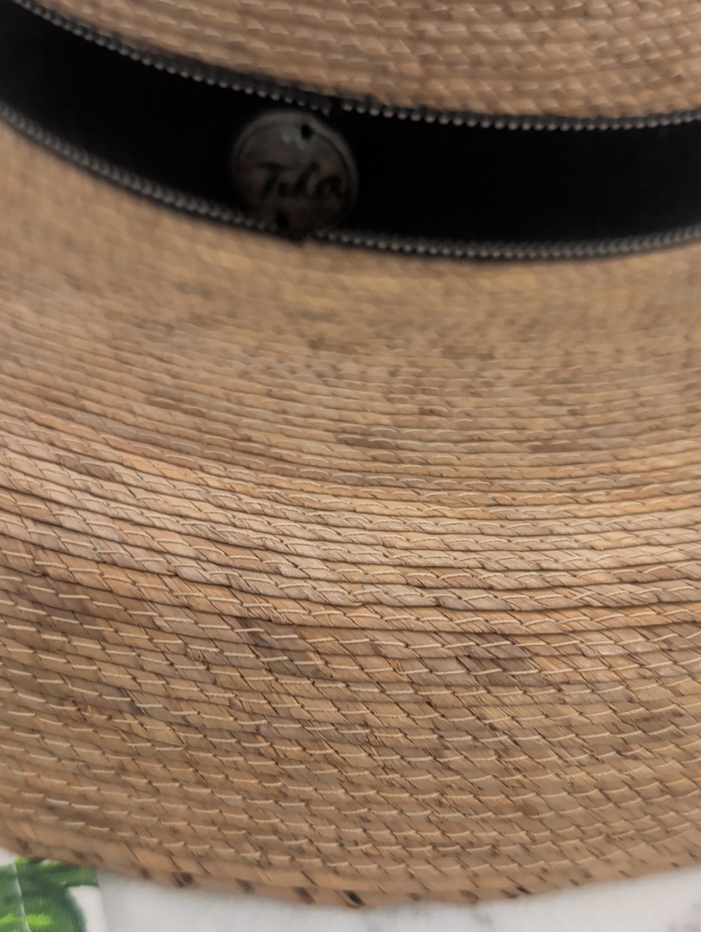 Wide Brim Straw Sun Hat with Black Ribbon - Picture 6 of 7